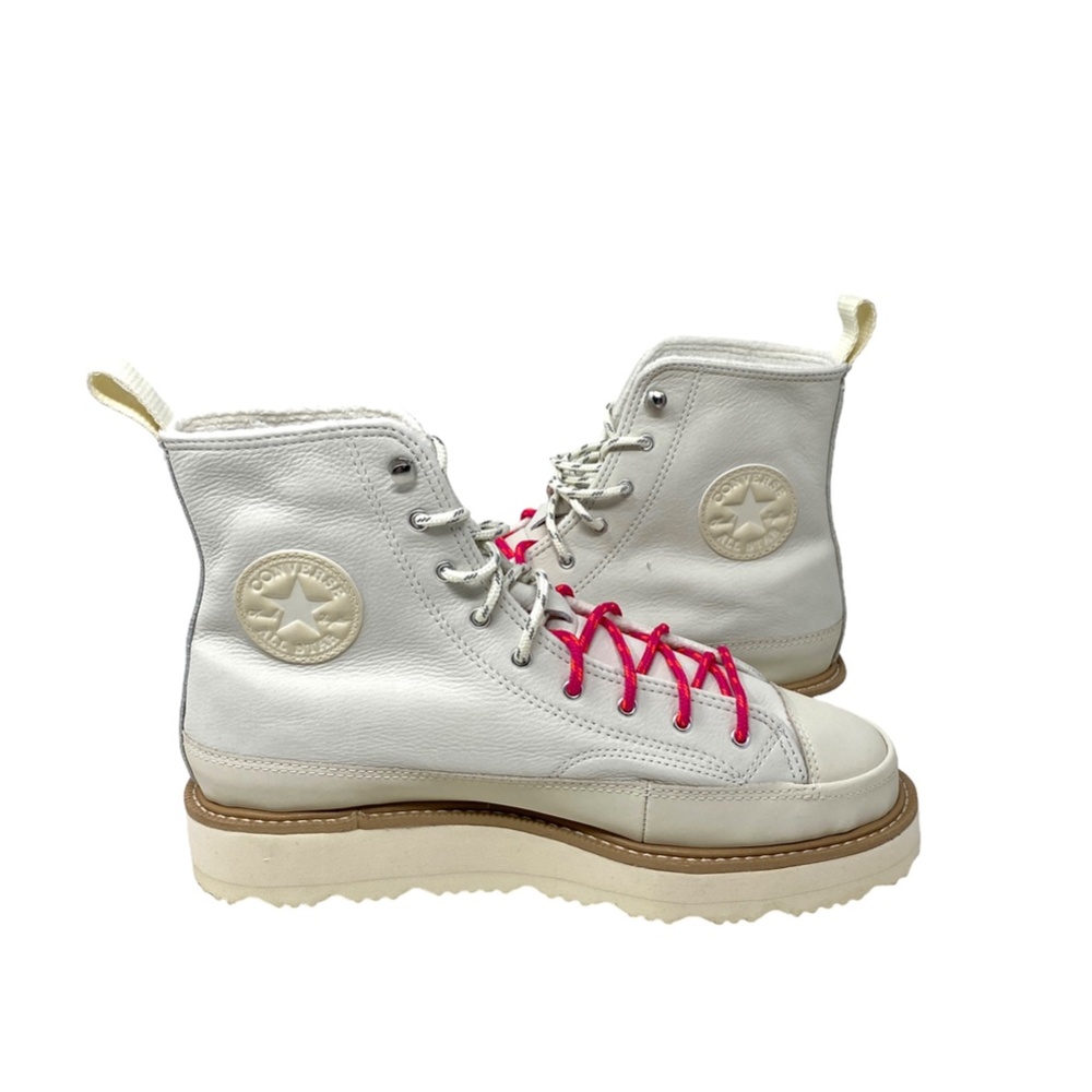 Converse Chuck Taylor Crafted Boot High Top Leather Ivory Women Sneakers 173212C - Picture 3 of 10